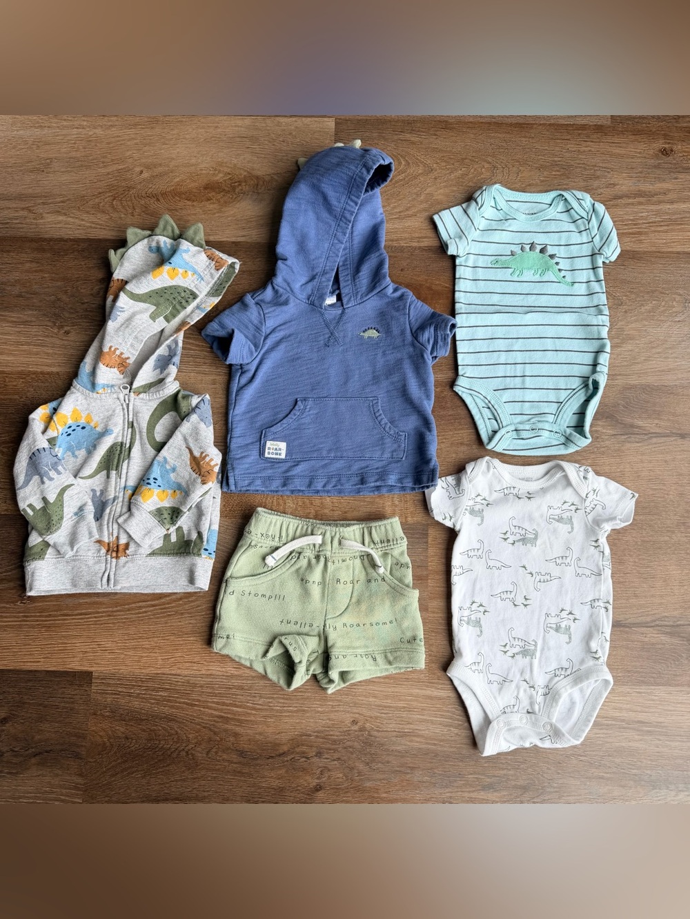 CARTER’S | Dinosaur Outfit Bundle | Hoodie Shorts Onesies | Baby Boy Clothes Set